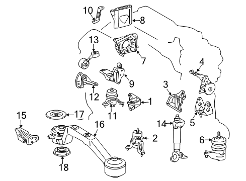 2007 Toyota Highlander Bracket, Engine Mounting RH Diagram for 12316-20020