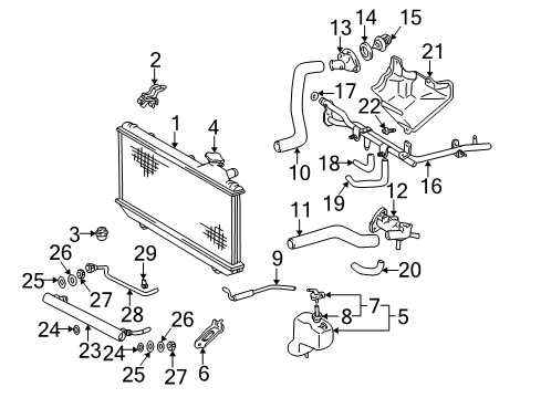 1996 Toyota RAV4 Radiator & Components Diagram