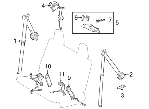 2024 Toyota Grand Highlander Third Row Seat Belts Diagram