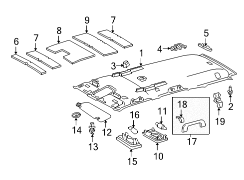 2011 Toyota 4Runner Headliner, Beige Diagram for 63310-35110-E0