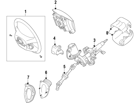 2011 Toyota Highlander Steering Column & Wheel, Steering Gear & Linkage Diagram 1 - Thumbnail