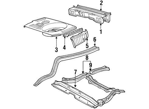 1987 Toyota Tercel Panel Sub-Assembly, Rear Floor Diagram for 58301-16170