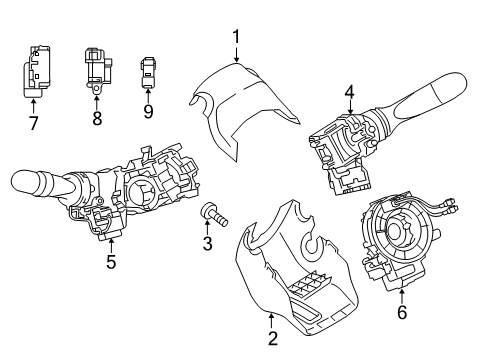 2013 Toyota Prius C Shroud, Switches & Levers Diagram