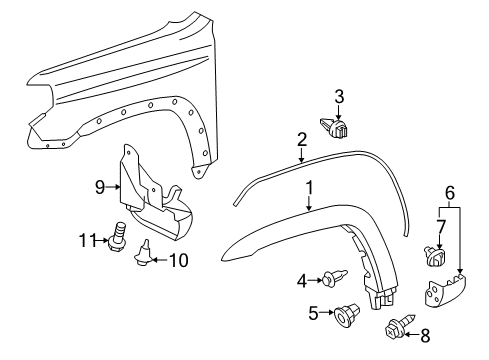 2023 Toyota 4Runner MUDGUARD, Front Fender Diagram for 76622-35140