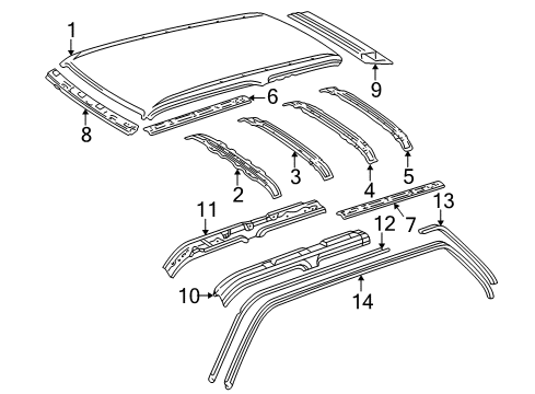 1996 Toyota 4Runner Roof & Components Diagram 2 - Thumbnail