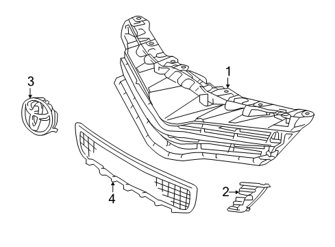 2013 Toyota Yaris Grille & Components Diagram 2 - Thumbnail