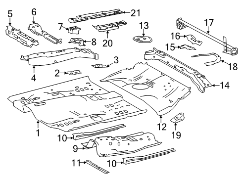 2018 Toyota Corolla Pillars, Rocker & Floor - Floor & Rails Diagram