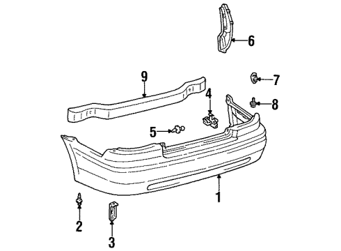 1996 Toyota Paseo Cover, Rear Bumper Diagram for 52159-16908