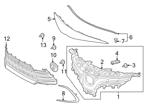 2022 Toyota Camry Grille & Components Diagram 3 - Thumbnail