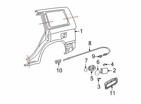 2002 Toyota Highlander Quarter Panel & Components Diagram