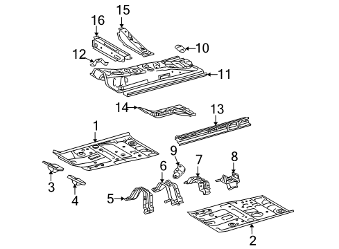 2008 Toyota Yaris Pillars, Rocker & Floor - Floor & Rails Diagram 2 - Thumbnail