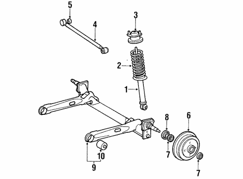 1989 Toyota Tercel Rear Suspension, Axle Housing, Control Arm Diagram 4 - Thumbnail