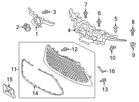 2021 Toyota Corolla Grille & Components Diagram