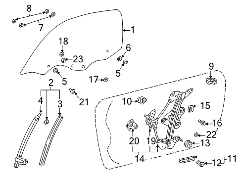 2000 Toyota MR2 Spyder Stop, Front Door Window, Upper Diagram for 67211-30070