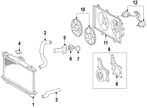 2019 Toyota Highlander Cooling System, Radiator, Water Pump, Cooling Fan Diagram 5 - Thumbnail