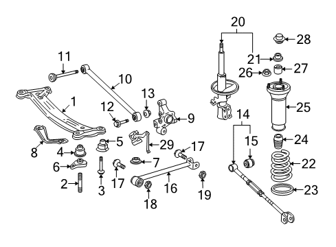 2007 Toyota Avalon Shock Absorber Assembly Rear Left Diagram for 48540-09860