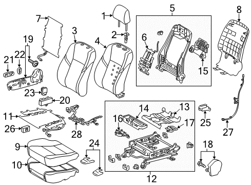 2018 Toyota Avalon Passenger Seat Components Diagram 1 - Thumbnail