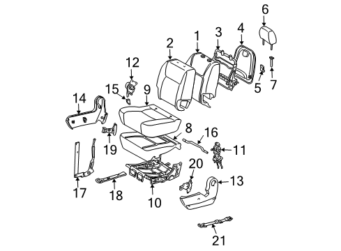 2004 Toyota Sienna Frame Sub-Assembly Seat Cushion, RH Diagram for 79101-AE040