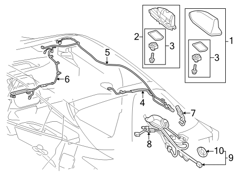 2023 Toyota Prius COVER KIT, ANTENNA O Diagram for 86077-12030-A2