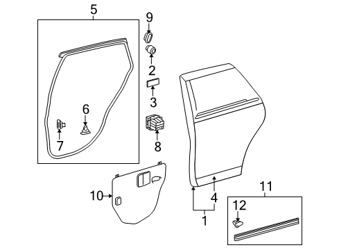 2015 Toyota Venza Rear Door, Body Diagram