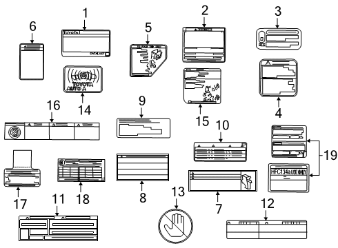 2018 Toyota Land Cruiser Label, Cooler SERVIC Diagram for 88723-60481