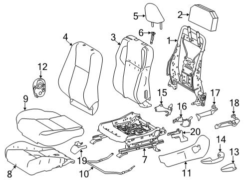 2014 Toyota RAV4 Front Seat Back Cover, Left(For Separate Type) Diagram for 71074-0R120-C3