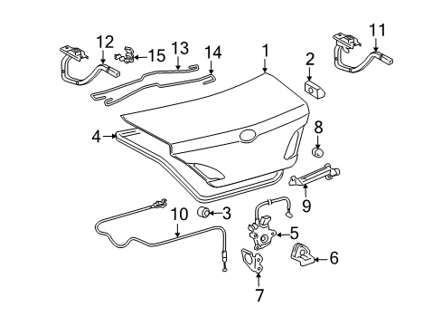 2006 Toyota Avalon Clamp, Luggage Lock Control Cable Diagram for 64618-AC020