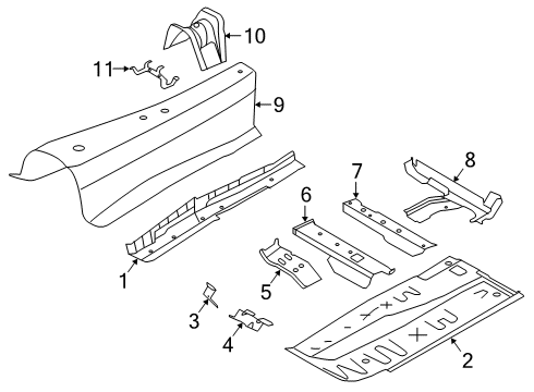 2020 Toyota GR Supra Floor & Rails Diagram