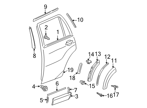 2005 Toyota RAV4 Exterior Trim - Rear Door Diagram