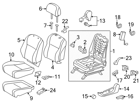 2011 Toyota Highlander Track End Cover, Inner Front Driver Side Diagram for 72128-0E050-C0