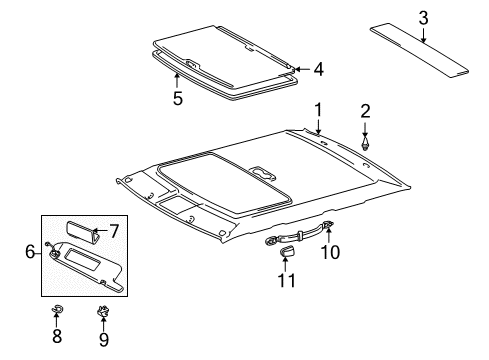 2001 Toyota Camry Headlining Assy, Roof Diagram for 63310-AA091-B0