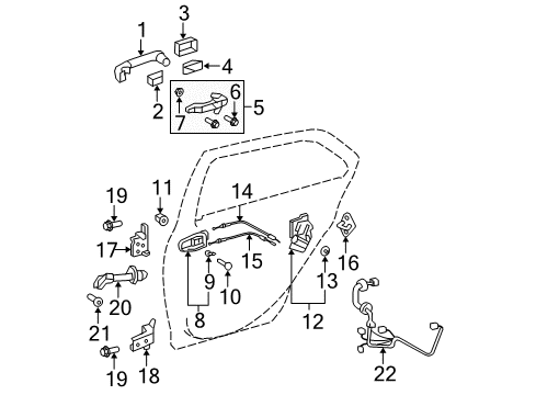 2009 Toyota Yaris Rear Door Diagram 9 - Thumbnail