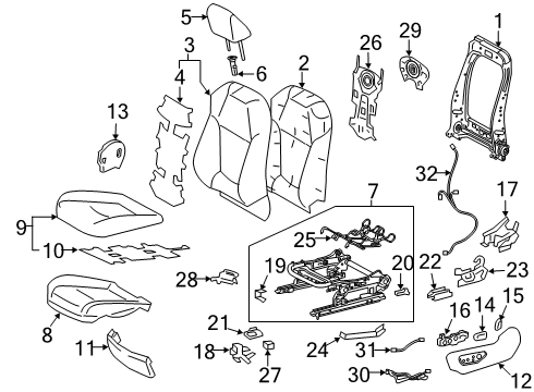 2019 Toyota RAV4 Driver Seat Components Diagram 1 - Thumbnail