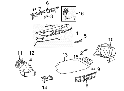 2009 Toyota Corolla Cover, Package Tray Trim Belt Hole Diagram for 64353-02060-B1