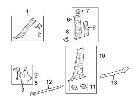 2021 Toyota Venza GARNISH Assembly, Fr PIL Diagram for 62220-48220-B0