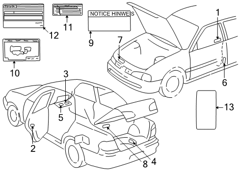 2002 Toyota Corolla Information Labels Diagram