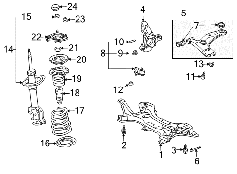 2004 Toyota Prius Front Suspension Control Arm Sub-Assembly Lower Right Diagram for 48068-47040