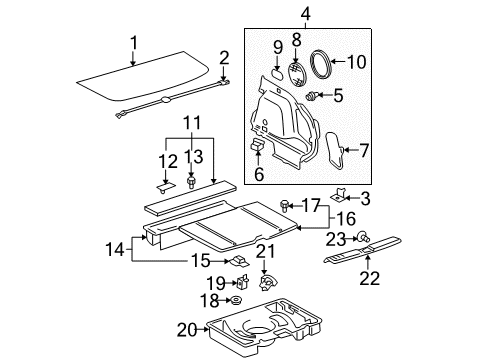 2007 Toyota Matrix Interior Trim - Rear Body Diagram 1 - Thumbnail