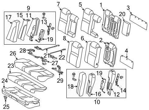 2013 Toyota Camry Rear Seat Cushion Cover (For Bench Type) Diagram for 71075-06B12-C1