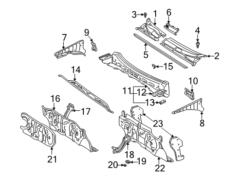 2000 Toyota Echo Louver, Cowl Top Ventilator, RH Diagram for 55781-52040