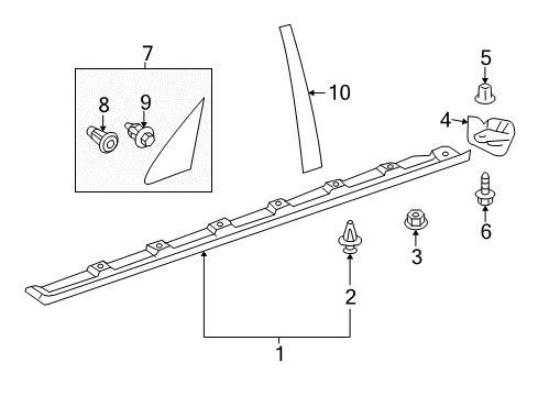 2003 Toyota Corolla Exterior Trim - Pillars, Rocker & Floor Diagram 1 - Thumbnail