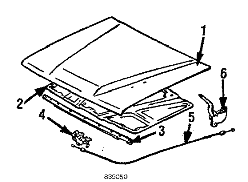 1987 Toyota Pickup Hood & Components, Body Diagram