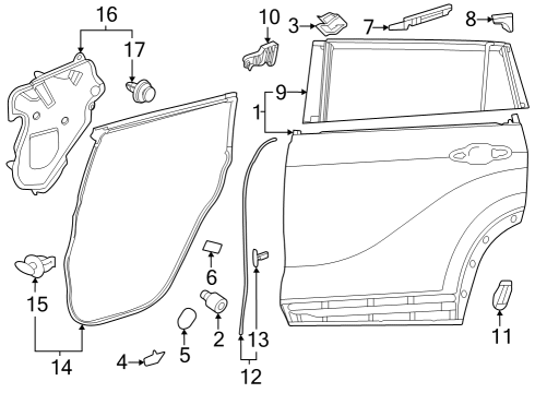 2024 Toyota Grand Highlander STOP, QUARTER WINDOW Diagram for 67215-0E050