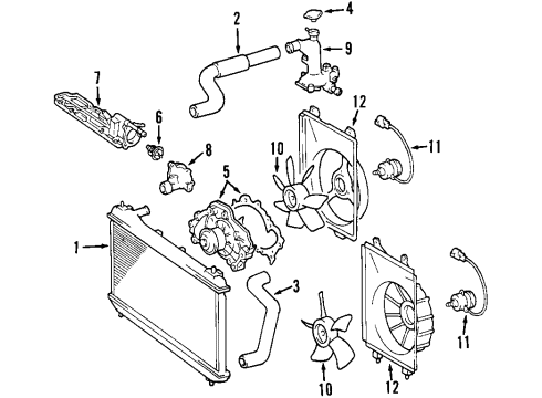 2003 Toyota Sienna Cooling System, Radiator, Water Pump, Cooling Fan Diagram