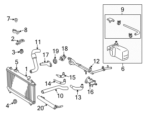 1998 Toyota Camry Radiator & Components Diagram 1 - Thumbnail