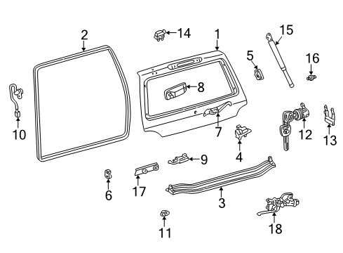 2006 Toyota Land Cruiser Back Door Stay Assembly Left Diagram for 68960-69017