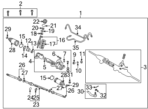 2000 Toyota Celica Boot, Steering Rack Diagram for 45535-32070