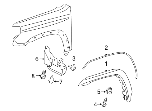 2013 Toyota 4Runner Exterior Trim - Fender Diagram