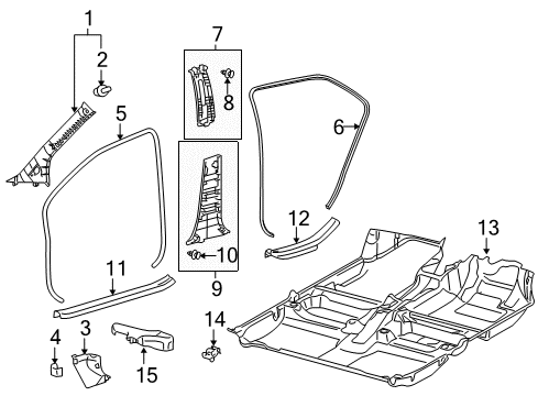 2012 Toyota Yaris Garnish, Center Pillar, Upper RH Diagram for 62411-52150-B0