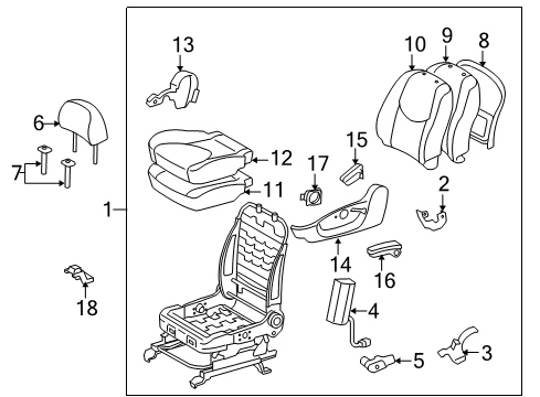 2007 Toyota RAV4 Front Seat Components Diagram 3 - Thumbnail